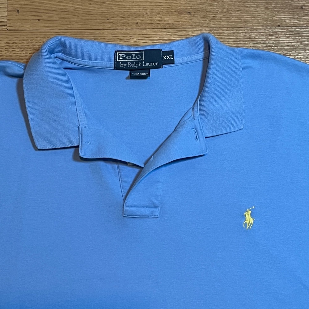 Polo Ralph Lauren Polo Shirt Mens XXL Light Blue Short Sleeve Pony Logo Cotton - Picture 4 of 8